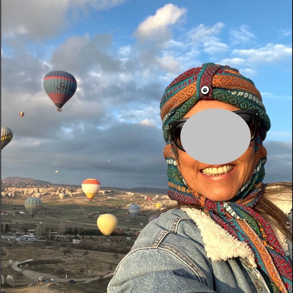 Colorful Knit Handmade Turkish Hat with with Scarf and Evil Eye 🧿 at front - Picture 9 of 10